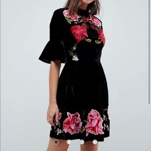 ASOS DESIGN Velvet Embroidered Dress